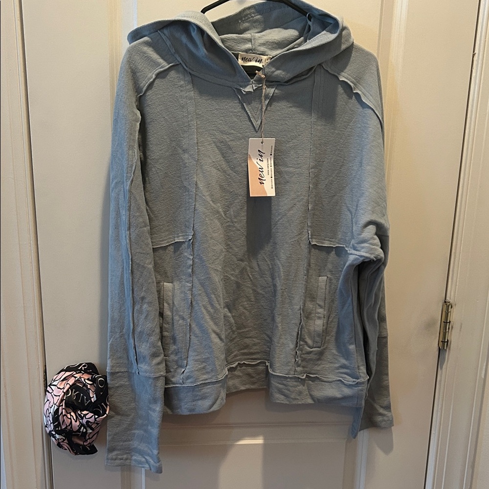 NEW IN Oversized Cotton Hoodie Denim Blue S NWT